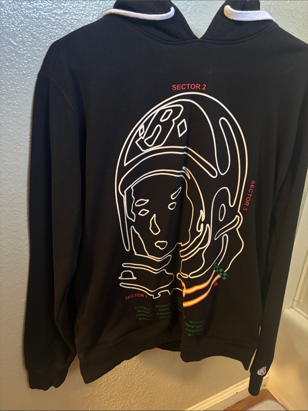 Billionaire Boys Club Black Graphic Hooded Sweater with Neon Print